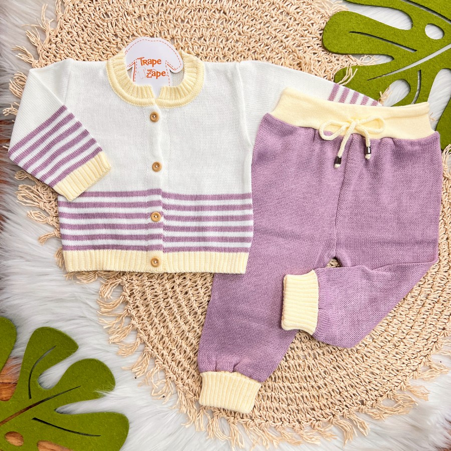 Conj de linha Listras Lilás e Amarelo